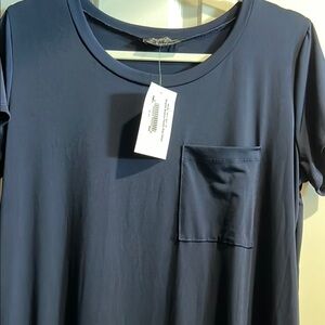 Brigitte Brianna pocket maxi dress with side slits, navy, made in USA